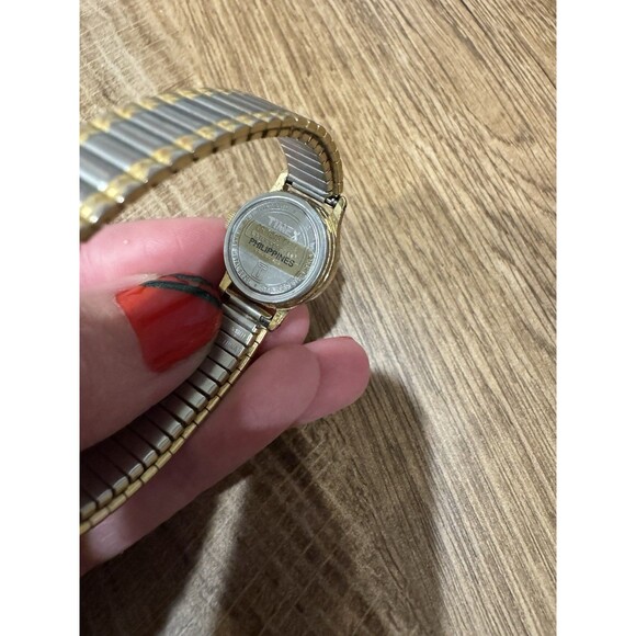 Timex Watch Stretch Band CR 1216 Cell Two Tone Gold & Silver INDIGO - Picture 2 of 3